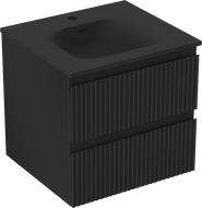 Mexen Rivel meuble de salle de bain 50 cm avec lavabo Vela, 2 tiroirs, rainuré, noir mat - 91A20-05047-2-BFF71-W23M71