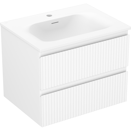 Mexen Rivel armoire de salle de bains 60 cm avec lavabo Vela, 2 tiroirs, rainurée, blanc mat - 91A20-06047-2-BFF01-W23M01