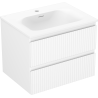 Mexen Rivel meuble de salle de bain 60 cm avec lavabo Vela, 2 tiroirs, rainuré, blanc mat - 91A20-06047-2-BFF01-W23M01