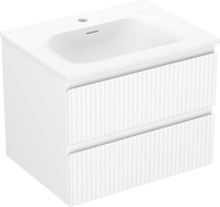 Mexen Rivel armoire de salle de bains 60 cm avec lavabo Vela, 2 tiroirs, rainurée, blanc mat - 91A20-06047-2-BFF01-W23M01