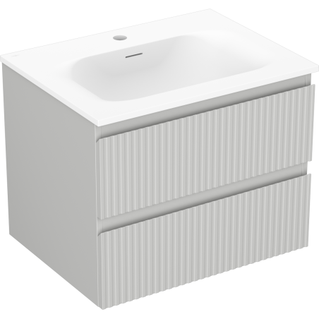 Mexen Rivel armoire de salle de bains 60 cm avec lavabo Vela, 2 tiroirs, rainurée, gris mat/blanc mat