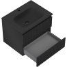Mexen Rivel meuble de salle de bain 60 cm avec lavabo Vela, 2 tiroirs, rainuré, noir mat - 91A20-06047-2-BFF71-W23M71