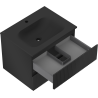 Mexen Rivel meuble de salle de bain 60 cm avec lavabo Vela, 2 tiroirs, rainuré, noir mat - 91A20-06047-2-BFF71-W23M71