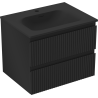 Mexen Rivel meuble de salle de bain 60 cm avec lavabo Vela, 2 tiroirs, rainuré, noir mat - 91A20-06047-2-BFF71-W23M71