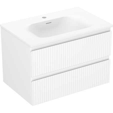 Mexen Rivel meuble de salle de bain 70 cm avec lavabo Vela, 2 tiroirs, rainuré, blanc mat - 91A20-07047-2-BFF01-W23M01