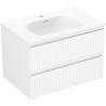Mexen Rivel meuble de salle de bain 70 cm avec lavabo Vela, 2 tiroirs, rainuré, blanc mat - 91A20-07047-2-BFF01-W23M01