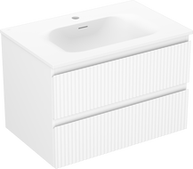 Mexen Rivel meuble de salle de bain 70 cm avec lavabo Vela, 2 tiroirs, rainuré, blanc mat - 91A20-07047-2-BFF01-W23M01