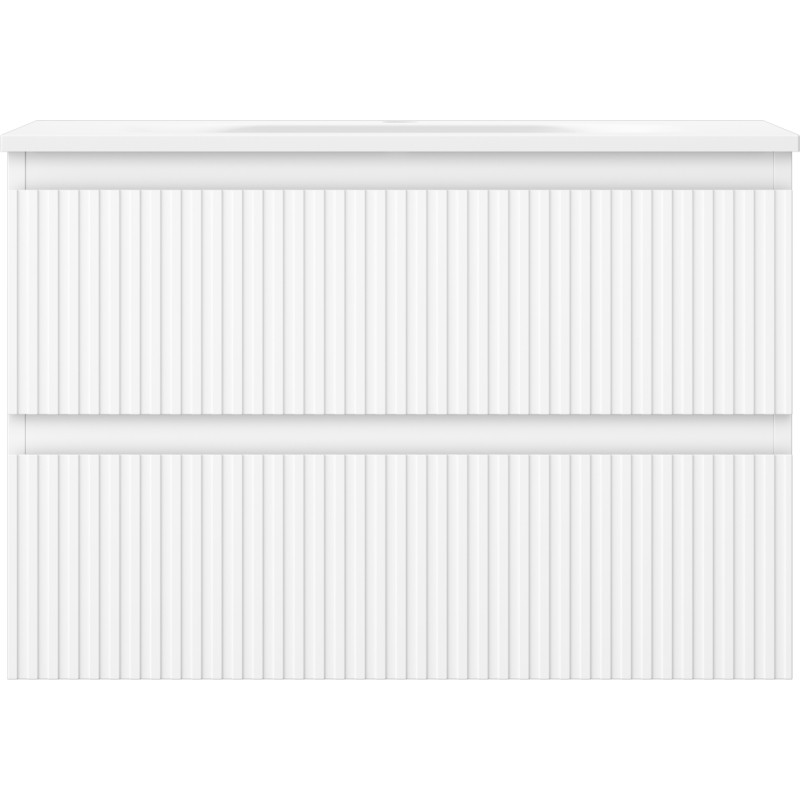 Mexen Rivel armoire de salle de bain 70 cm avec lavabo Vela, 2 tiroirs, rainurée, blanc mat - 91A20-07047-2-BFF01-W23M01