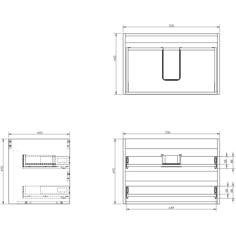Mexen Rivel armoire de salle de bain 70 cm avec lavabo Vela, 2 tiroirs, rainurée, blanc mat - 91A20-07047-2-BFF01-W23M01