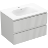 Mexen Rivel meuble de salle de bain 70 cm avec lavabo Vela, 2 tiroirs, rainuré, gris mat/blanc mat - 91A20-07047-2-BFF62-W23M01