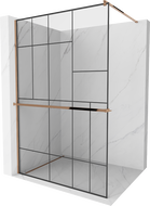 Mexen Kioto+ paroi de douche avec tablette Walk-in 130 x 200 cm, motif noir, or rose - 800-130-121-60-78