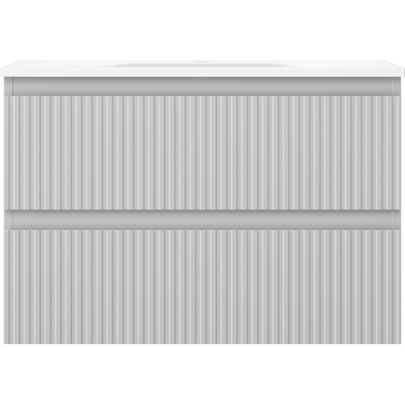 Mexen Rivel armoire de salle de bain 70 cm avec lavabo Vela, 2 tiroirs, rainuré, gris mat/blanc mat