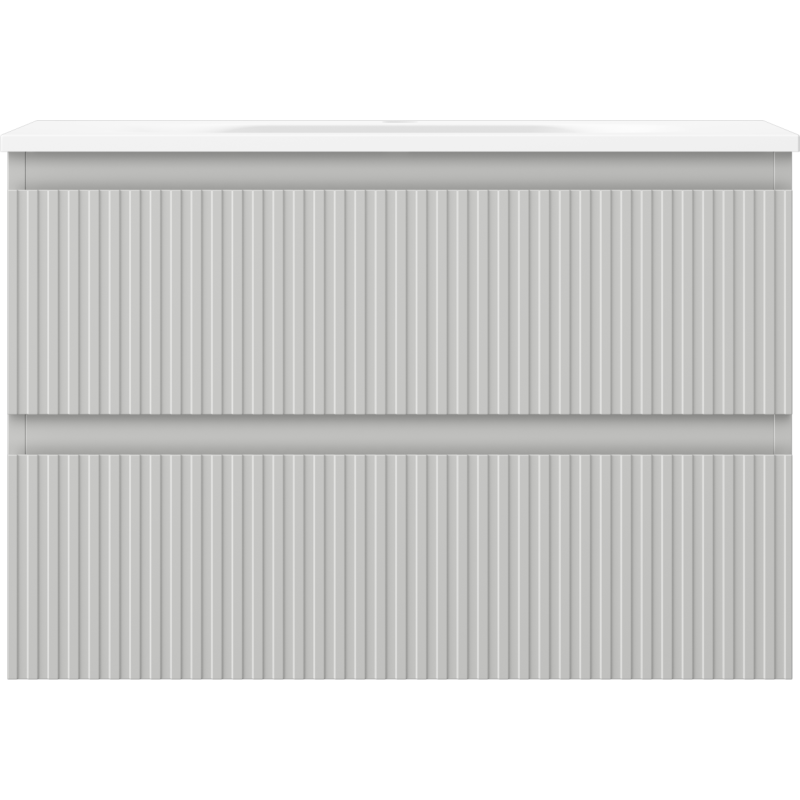 Mexen Rivel meuble de salle de bain 70 cm avec lavabo Vela, 2 tiroirs, rainuré, gris mat/blanc mat - 91A20-07047-2-BFF62-W23M01
