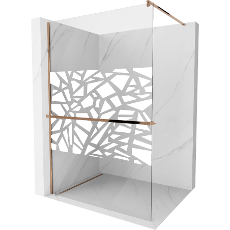 Mexen Kioto+ paroi de douche avec une étagère Walk-in 70 x 200 cm, motif blanc, or rose - 800-070-121-60-85