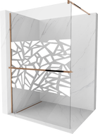 Mexen Kioto+ paroi de douche avec une étagère Walk-in 70 x 200 cm, motif blanc, or rose - 800-070-121-60-85