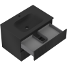 Mexen Rivel meuble de salle de bain 70 cm avec lavabo Vela, 2 tiroirs, rainuré, noir mat - 91A20-07047-2-BFF71-W23M71
