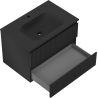 Mexen Rivel meuble de salle de bain 70 cm avec lavabo Vela, 2 tiroirs, rainuré, noir mat - 91A20-07047-2-BFF71-W23M71