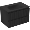Mexen Rivel meuble de salle de bains 70 cm avec lavabo Vela, 2 tiroirs, rainuré, noir mat - 91A20-07047-2-BFF71-W23M71