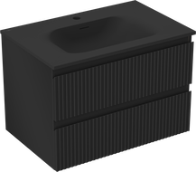 Mexen Rivel meuble de salle de bains 70 cm avec lavabo Vela, 2 tiroirs, rainuré, noir mat - 91A20-07047-2-BFF71-W23M71