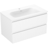 Mexen Rivel meuble de salle de bains 80 cm avec lavabo Vela, 2 tiroirs, rainuré, blanc mat - 91A20-08047-2-BFF01-W23M01