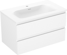 Mexen Rivel meuble de salle de bains 80 cm avec lavabo Vela, 2 tiroirs, rainuré, blanc mat - 91A20-08047-2-BFF01-W23M01