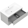 Mexen Rivel meuble de salle de bain 80 cm avec lavabo Vela, 2 tiroirs, rainuré, gris mat/blanc mat - 91A20-08047-2-BFF62-W23M01