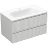 Mexen Rivel meuble de salle de bain 80 cm avec lavabo Vela, 2 tiroirs, rainuré, gris mat/blanc mat - 91A20-08047-2-BFF62-W23M01