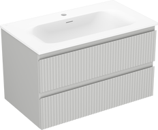 Mexen Rivel meuble de salle de bain 80 cm avec lavabo Vela, 2 tiroirs, rainuré, gris mat/blanc mat - 91A20-08047-2-BFF62-W23M01