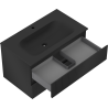 Mexen Rivel meuble de salle de bain 80 cm avec lavabo Vela, 2 tiroirs, cannelé, noir mat - 91A20-08047-2-BFF71-W23M71