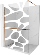 Mexen Kioto+ paroi de douche avec étagère Walk-in 70 x 200 cm, motif blanc, or rose - 800-070-121-60-97