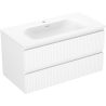 Mexen Rivel meuble de salle de bains 90 cm avec lavabo Vela, 2 tiroirs, cannelé, blanc mat - 91A20-09047-2-BFF01-W23M01