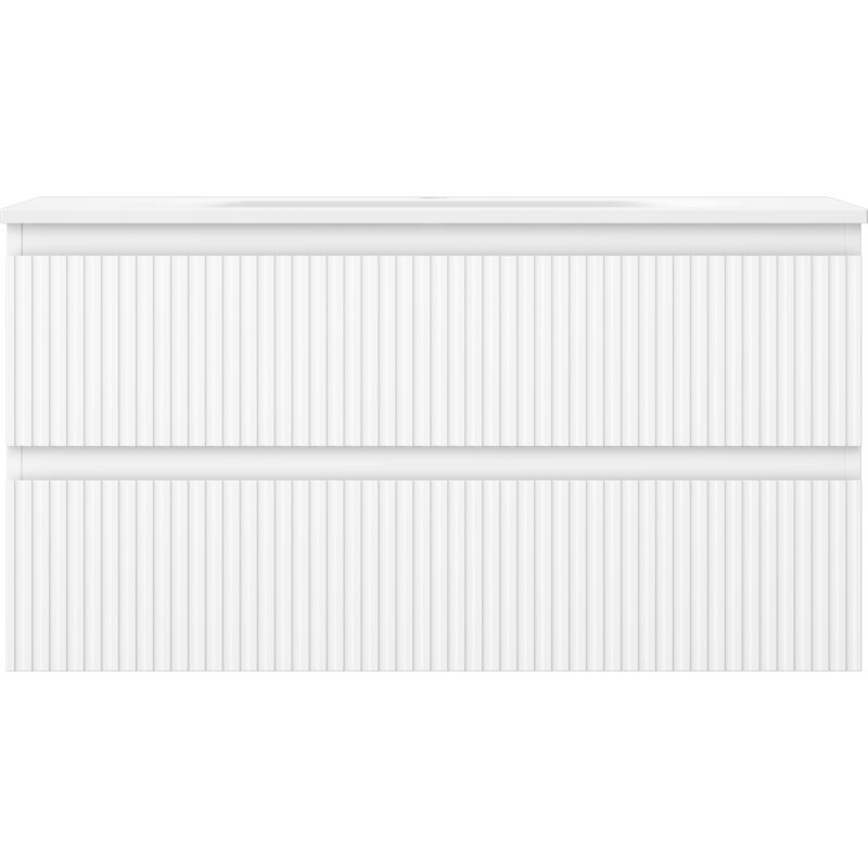 Mexen Rivel armoire de salle de bain 90 cm avec lavabo Vela, 2 tiroirs, rainurée, blanc mat - 91A20-09047-2-BFF01-W23M01