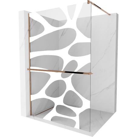 Mexen Kioto+ paroi de douche avec étagère Walk-in 100 x 200 cm, vague blanche, or rose - 800-100-121-60-97