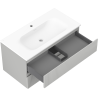 Mexen Rivel armoire de salle de bain 90 cm avec lavabo Vela, 2 tiroirs, rainurée, gris mat/blanc mat