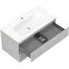 Mexen Rivel meuble de salle de bain 90 cm avec lavabo Vela, 2 tiroirs, rainuré, gris mat/blanc mat - 91A20-09047-2-BFF62-W23M01