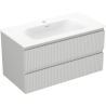 Mexen Rivel meuble de salle de bain 90 cm avec lavabo Vela, 2 tiroirs, rainuré, gris mat/blanc mat - 91A20-09047-2-BFF62-W23M01