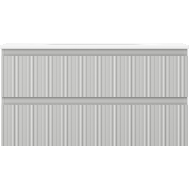 Mexen Rivel meuble de salle de bain 90 cm avec lavabo Vela, 2 tiroirs, rainuré, gris mat/blanc mat - 91A20-09047-2-BFF62-W23M01