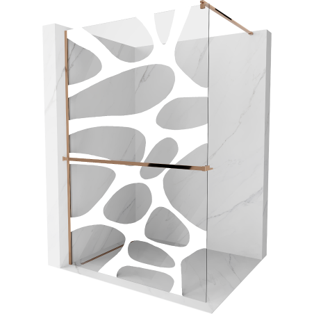 Mexen Kioto+ paroi de douche avec étagère Walk-in 140 x 200 cm, motif blanc, or rose - 800-140-121-60-97