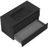 Mexen Rivel meuble de salle de bain 90 cm avec lavabo Vela, 2 tiroirs, rainuré, noir mat - 91A20-09047-2-BFF71-W23M71