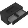Mexen Rivel meuble de salle de bain 90 cm avec lavabo Vela, 2 tiroirs, cannelé, noir mat - 91A20-09047-2-BFF71-W23M71