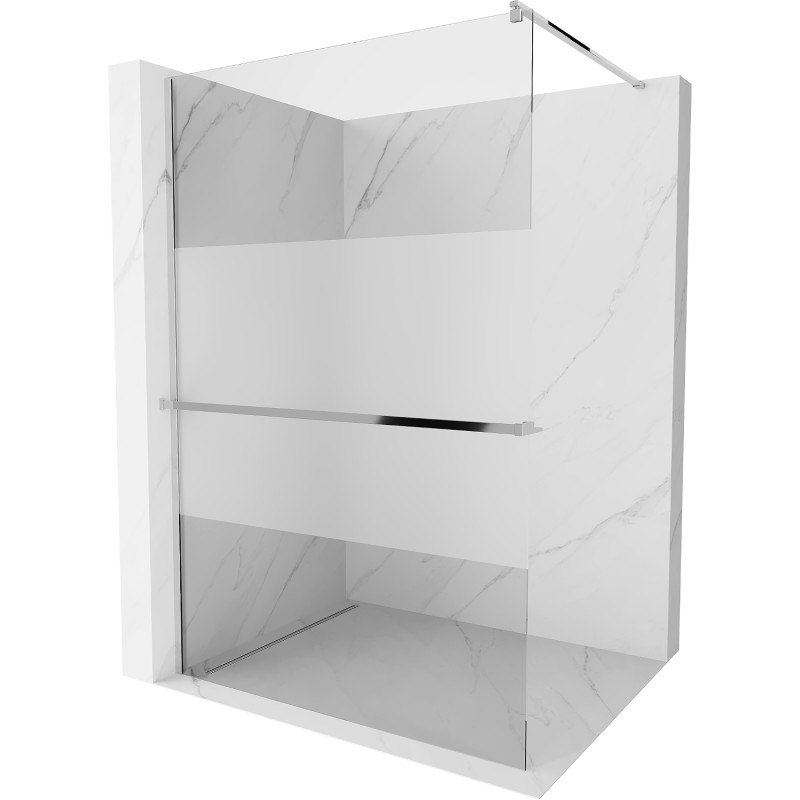 Mexen Kioto+ paroi de douche avec étagère Walk-in 140 x 200 cm, transparent/givre, chrome - 800-140-121-01-35