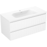 Mexen Rivel meuble de salle de bains 100 cm avec lavabo Vela, 2 tiroirs, cannelé, blanc mat - 91A20-10047-2-BFF01-W23M01