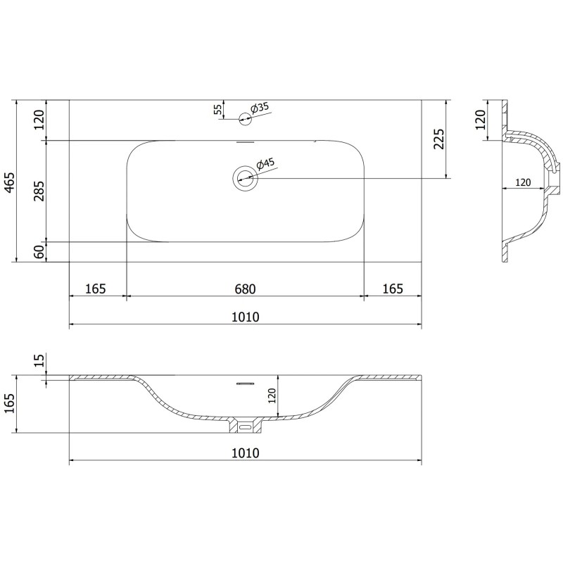 Mexen Rivel meuble de salle de bains 100 cm avec lavabo Vela, 2 tiroirs, rainuré, blanc mat - 91A20-10047-2-BFF01-W23M01