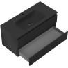 Mexen Rivel meuble de salle de bain 100 cm avec lavabo Vela, 2 tiroirs, rainuré, noir mat - 91A20-10047-2-BFF71-W23M71