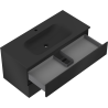 Mexen Rivel meuble de salle de bain 100 cm avec lavabo Vela, 2 tiroirs, rainuré, noir mat - 91A20-10047-2-BFF71-W23M71