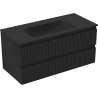 Mexen Rivel meuble de salle de bain 100 cm avec lavabo Vela, 2 tiroirs, rainuré, noir mat - 91A20-10047-2-BFF71-W23M71
