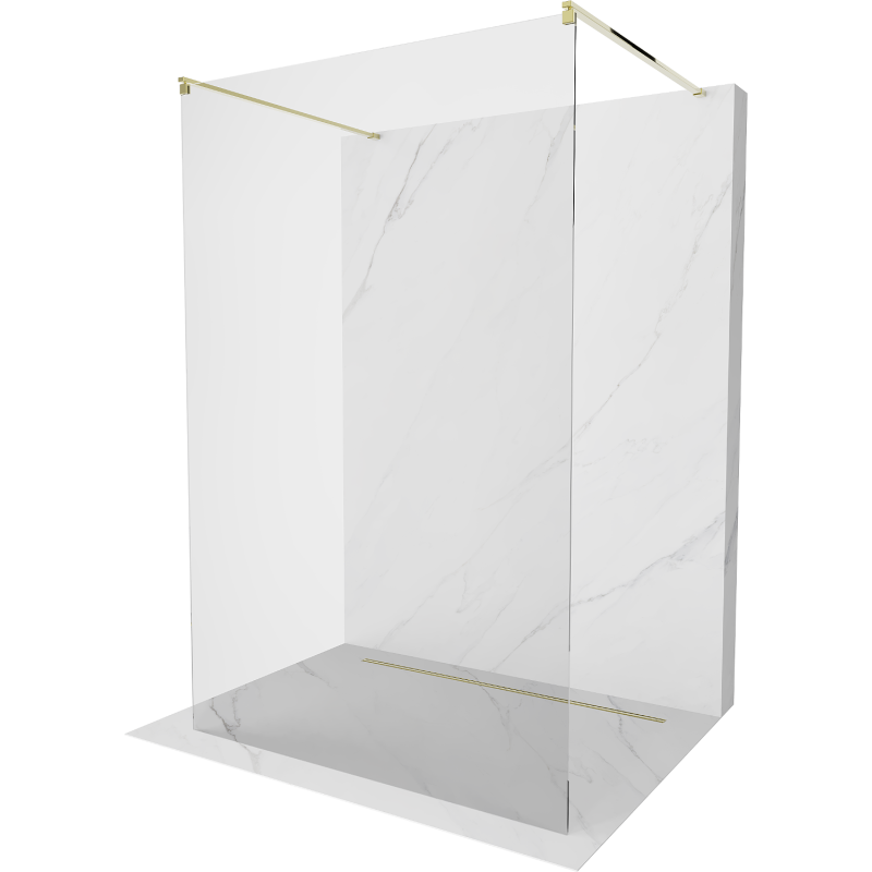 Mexen Kioto paroi de douche autoportante 100 x 200 cm, transparente 8 mm, dorée - 800-100-002-50-00