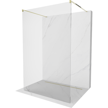 Mexen Kioto paroi de douche autoportante 100 x 200 cm, transparente 8 mm, dorée - 800-100-002-50-00