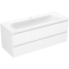 Mexen Rivel meuble de salle de bain 120 cm avec lavabo Vela, 2 tiroirs, rainuré, blanc mat - 91A20-12047-2-BFF01-W23M01