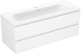 Mexen Rivel meuble de salle de bain 120 cm avec lavabo Vela, 2 tiroirs, rainuré, blanc mat - 91A20-12047-2-BFF01-W23M01